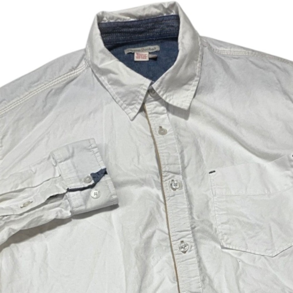 Carbon 2 Cobalt Button‎ Down Mens M White Long Sleeve Cotton Casual Shirt